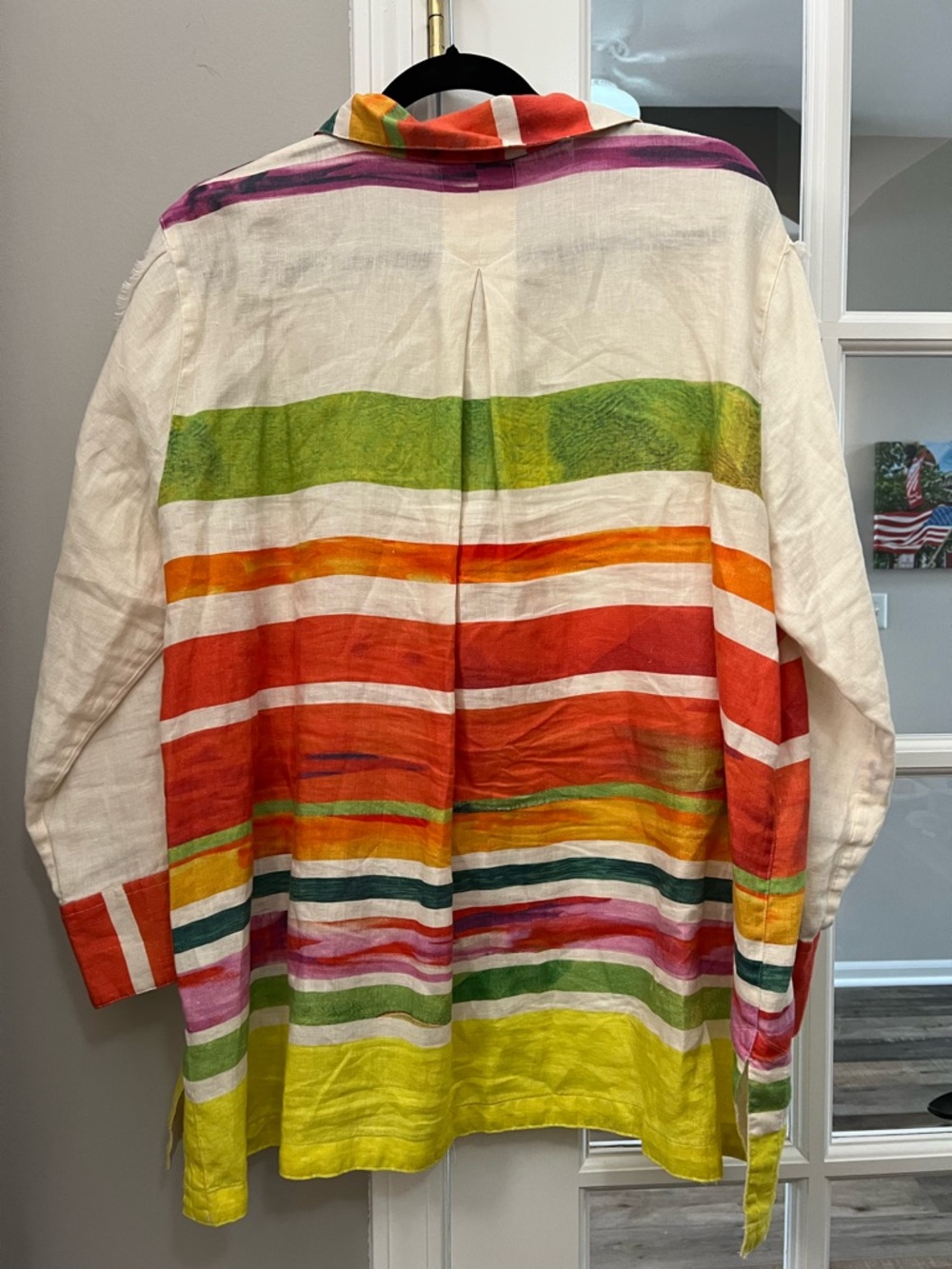 John Mark Hello Sunshine linen Multicolor Striped Button-Down Shirt Sz XL EUC - Picture 6 of 10